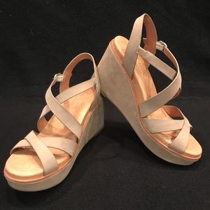 Gentle Souls Taupe Judi Strappy Wedge Sandals 9